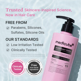 Application du shampooing medicube sur des cheveux fins
