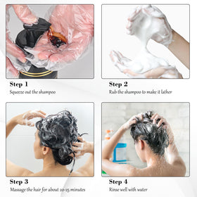 Application du Shampooing Teinture Brun 3 en 1 sur cheveux
