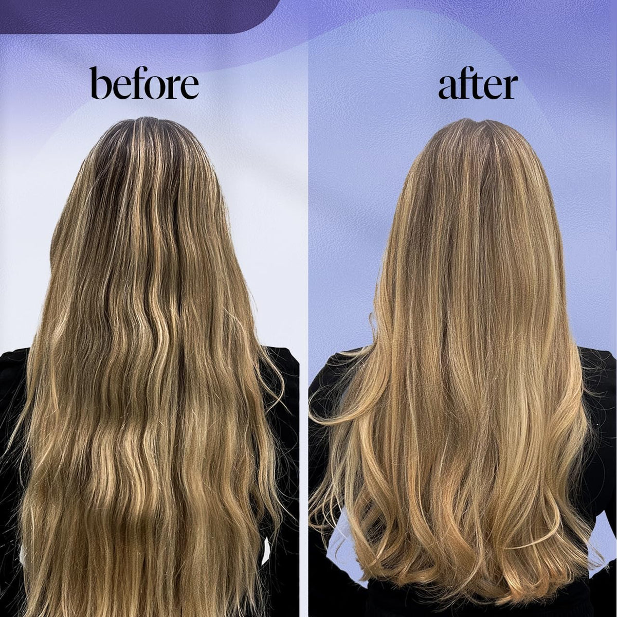 Application du shampooing violet Kitsch sur cheveux blonds