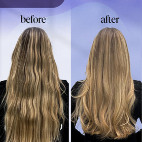 Application du shampooing violet Kitsch sur cheveux blonds