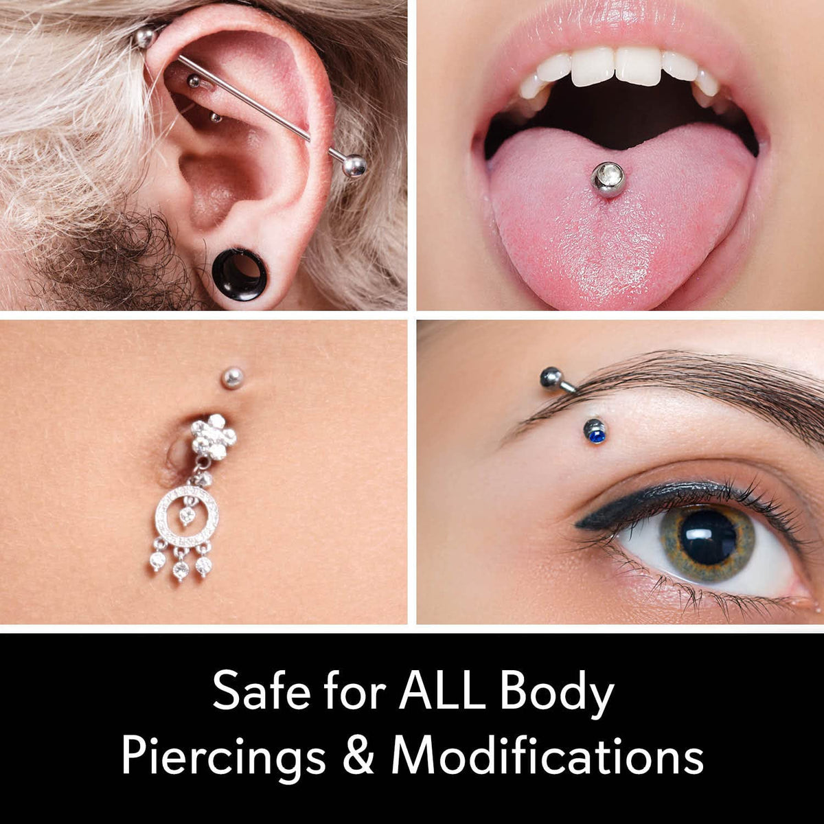 Application du spray après-piercing sur un piercing au nez