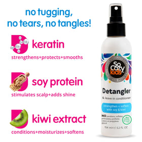 Application du spray démêlant SO COZY sur les cheveux d'un enfant