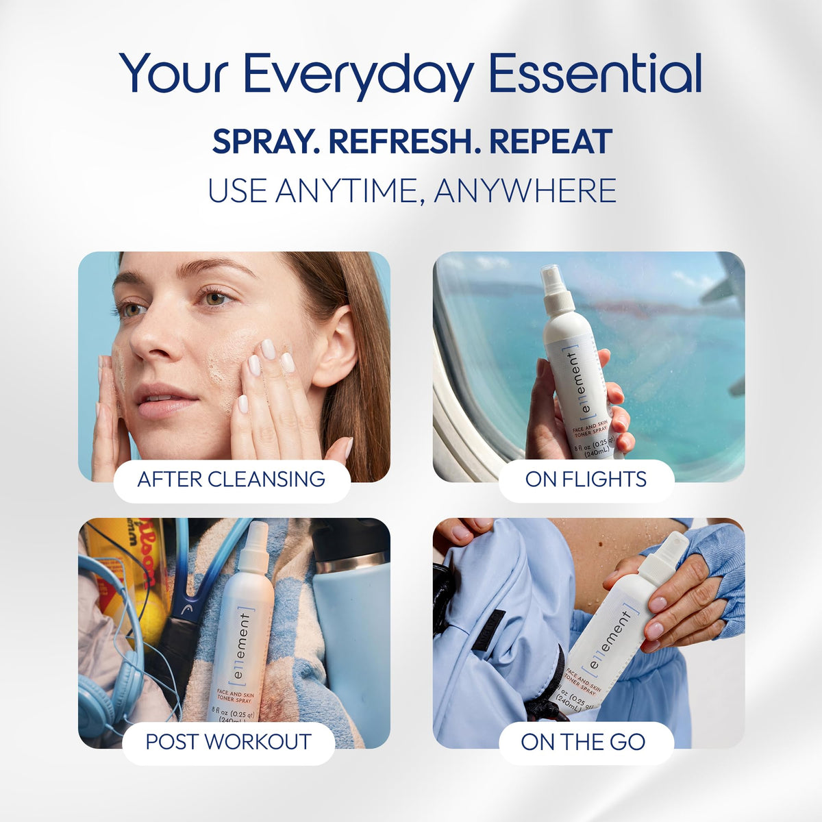 Application du spray e11ement sur la peau