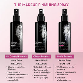 Application du spray fixateur SKINDINAVIA sur le maquillage