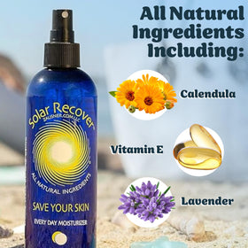 Application du spray Solar Recover sur le visage