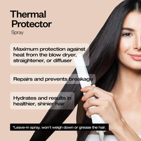 Application du spray sur des cheveux mouillés