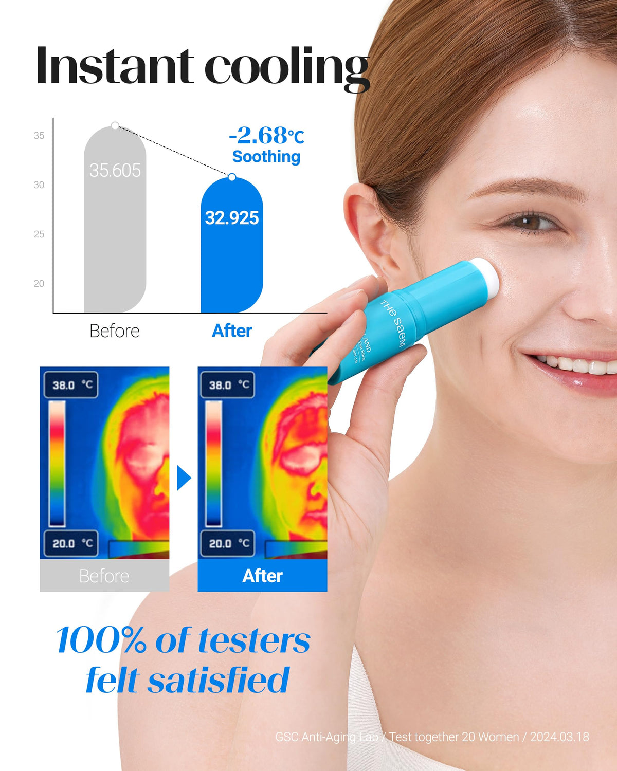 Application du stick hydratant THESAEM sous les yeux