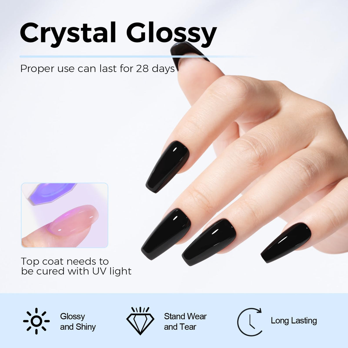 Application du TOMICCA Top Coat sur des ongles