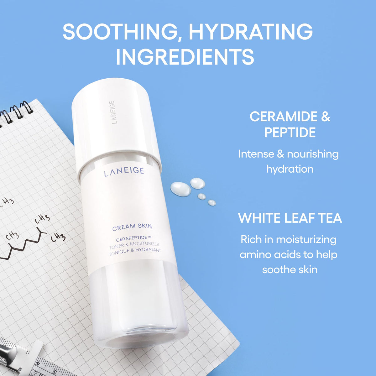 Application du toner LANEIGE sur le visage