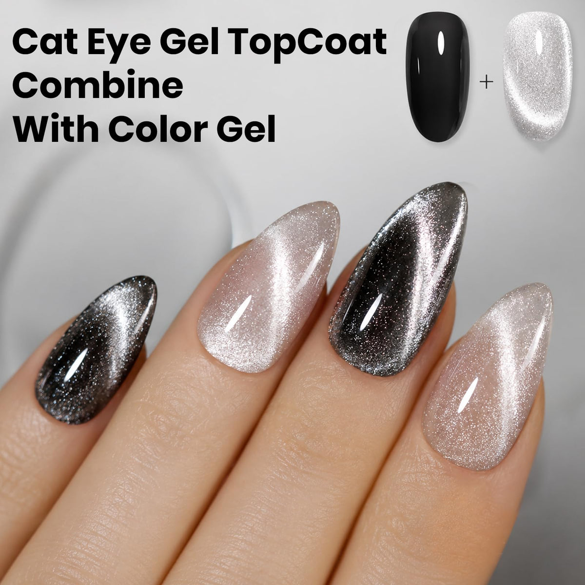 Application du Top Coat Gel Cat Eye sur des ongles