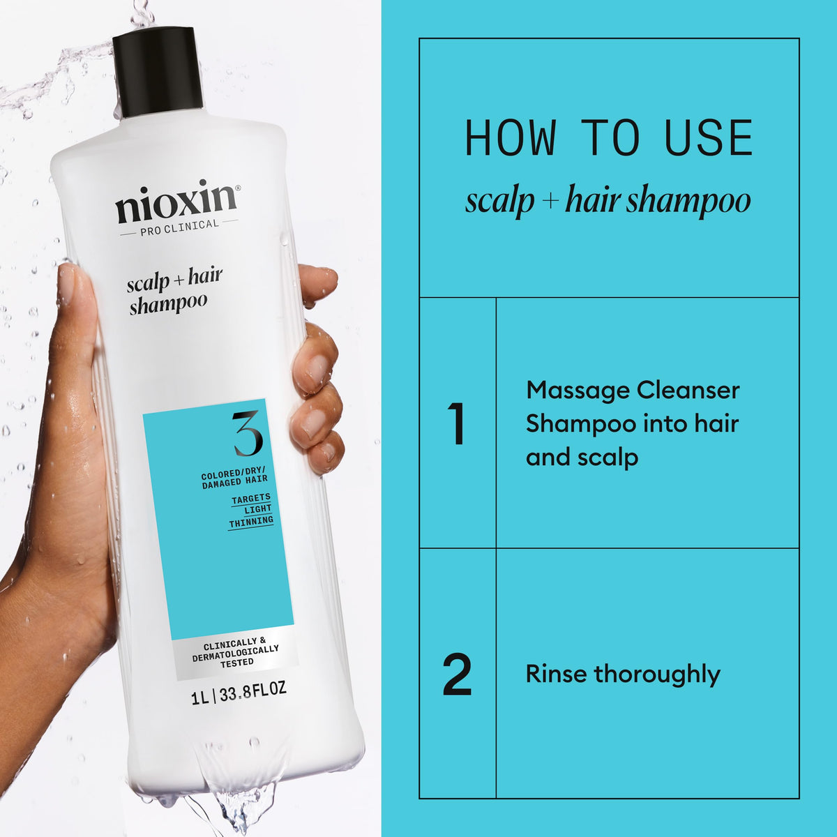 Application du traitement NIOXIN sur le cuir chevelu