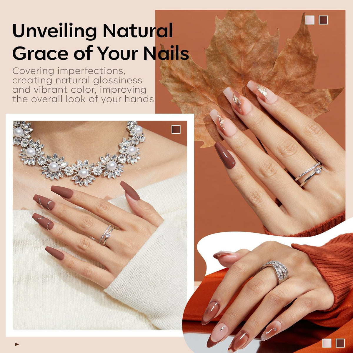 Application du vernis à ongles en gel marron modelones sur des ongles