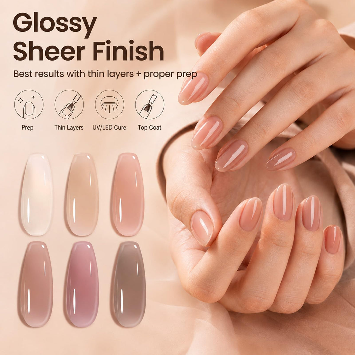 Application du vernis à ongles nude beetles sur des ongles