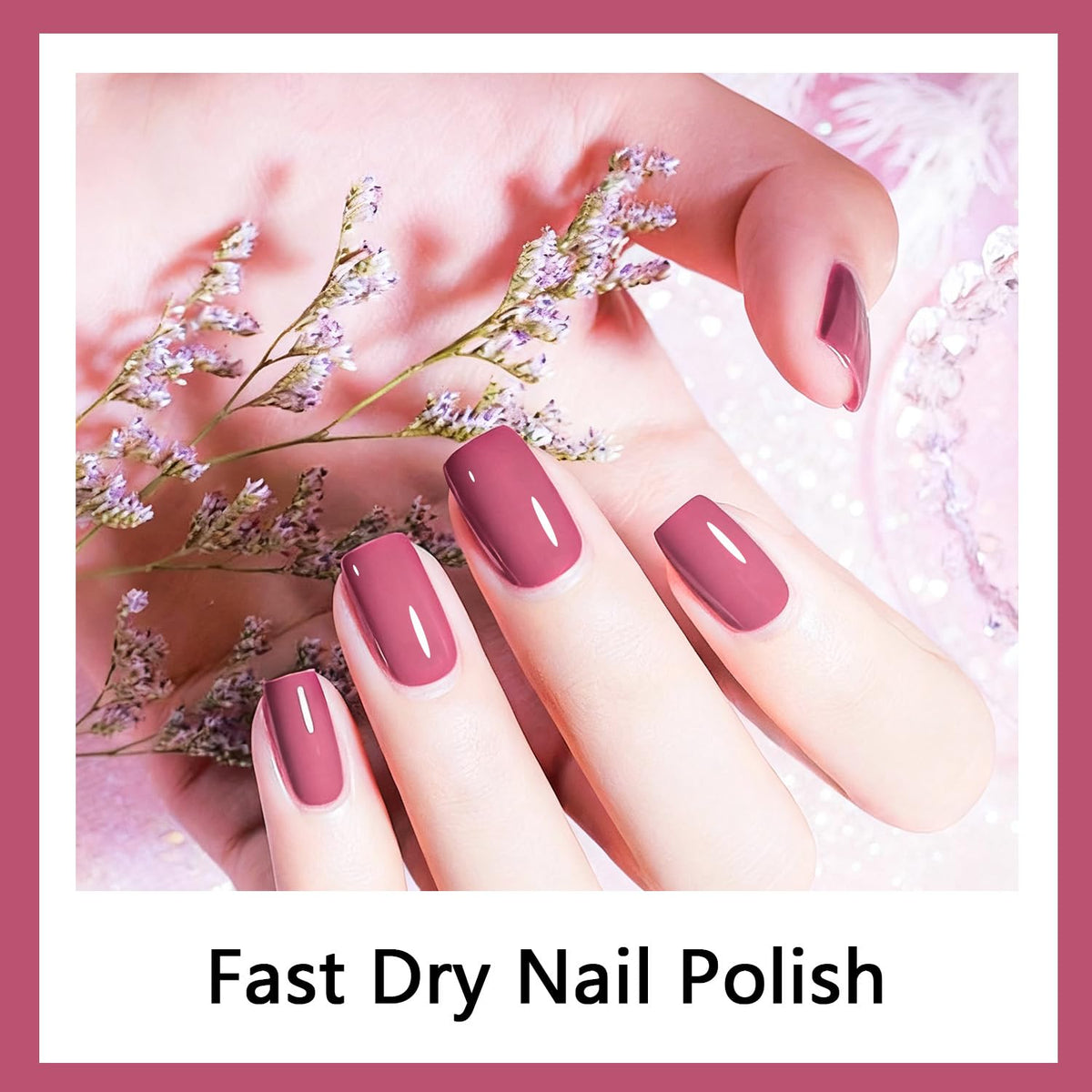 Application du vernis à ongles OpenLive rose foncé sur des ongles