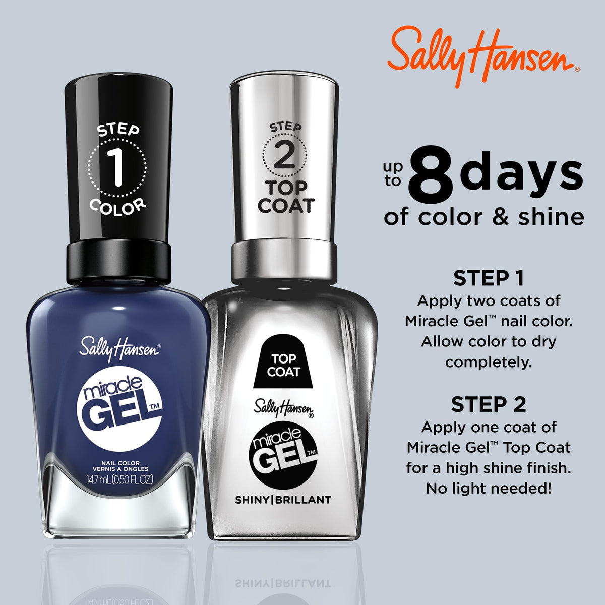 Application du vernis à ongles Sally Hansen Miracle Gel sur des ongles