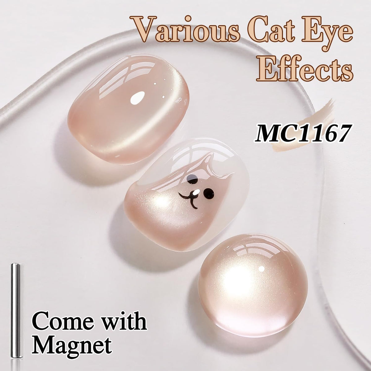Application du vernis gel Cat Eye sur des ongles avec lampe LED