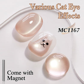 Application du vernis gel Cat Eye sur des ongles avec lampe LED