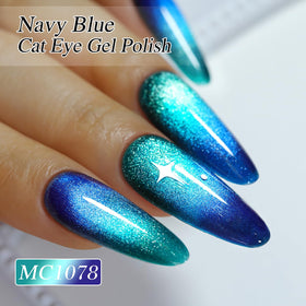 Application du vernis gel Cat Eye sur des ongles avec lampe LED