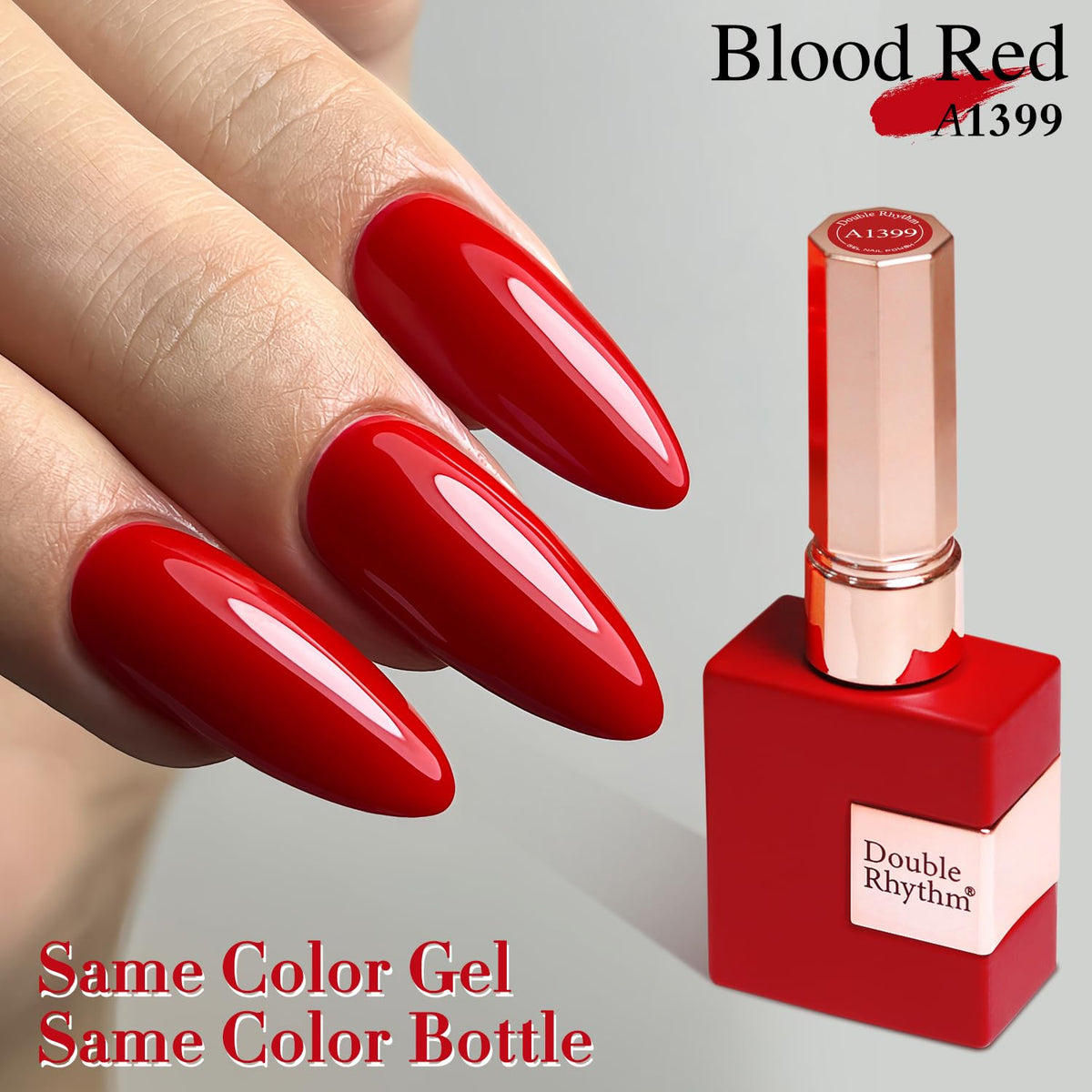 Application du vernis gel Double Rhythm rouge A1399 sur des ongles