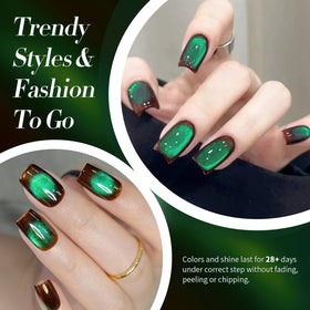 Application du Vernis Gel Magnétique Brun Vert sur des ongles