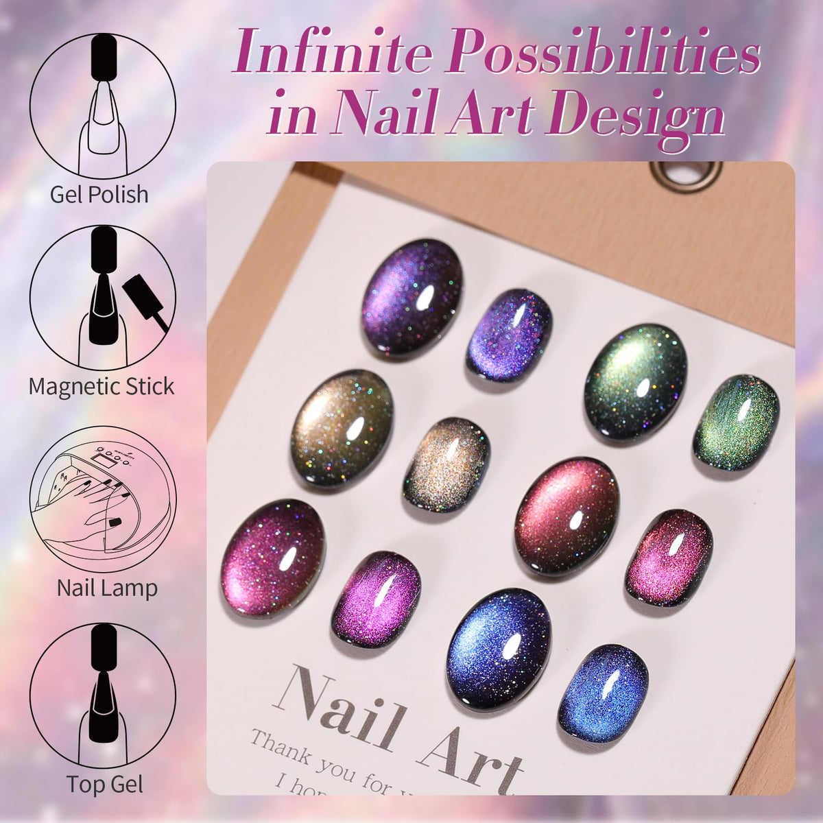 Application du vernis gel magnétique sur des ongles