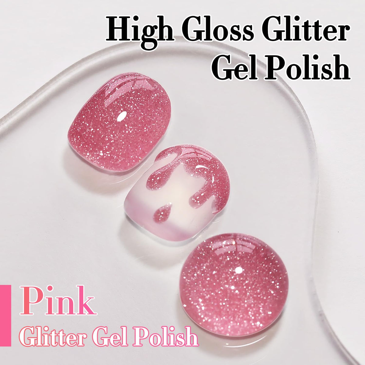 Application du vernis gel pailleté sur des ongles