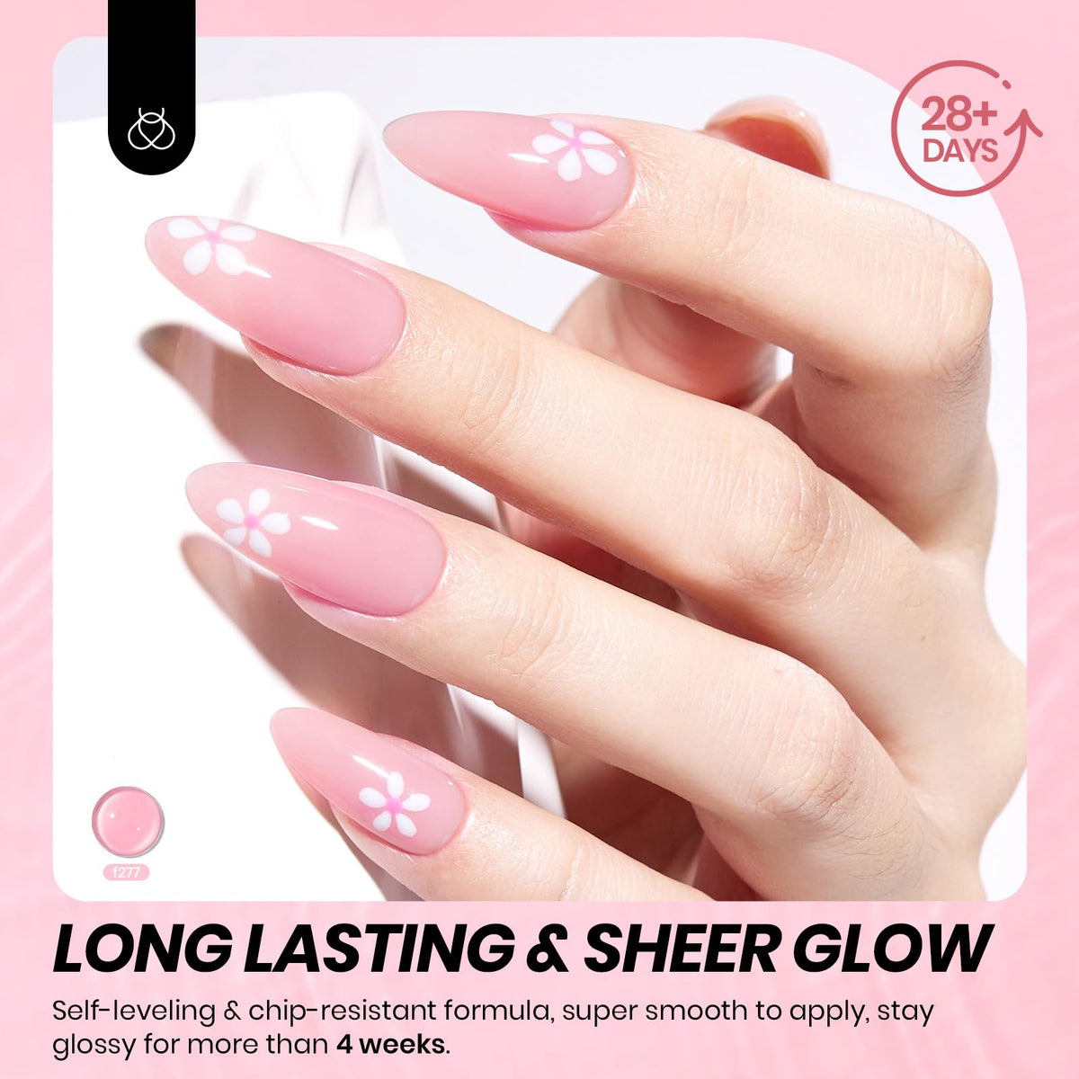 Application du Vernis Gel Rose Nude sur des ongles