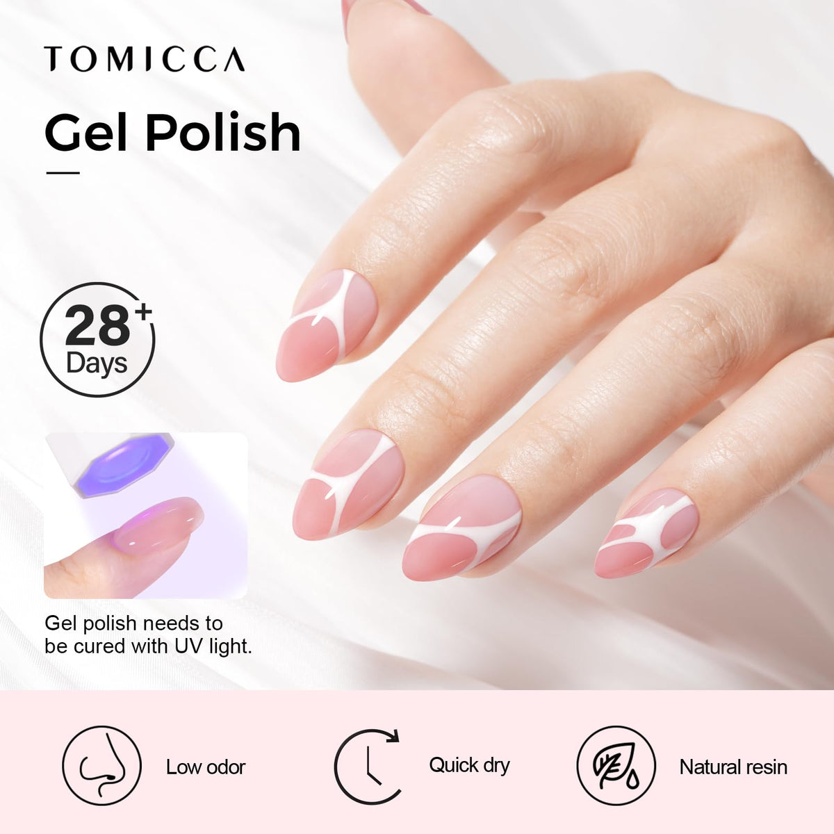 Application du vernis gel rose sur des ongles