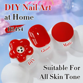 Application du vernis gel rouge sur des ongles