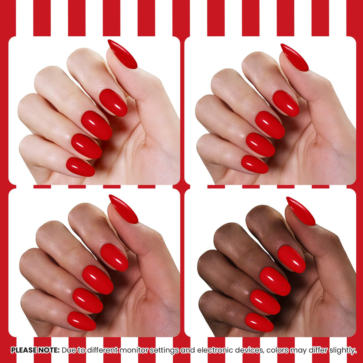Application du vernis gel Sunburn Red sur des ongles soignés