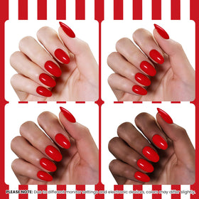 Application du vernis gel Sunburn Red sur des ongles soignés