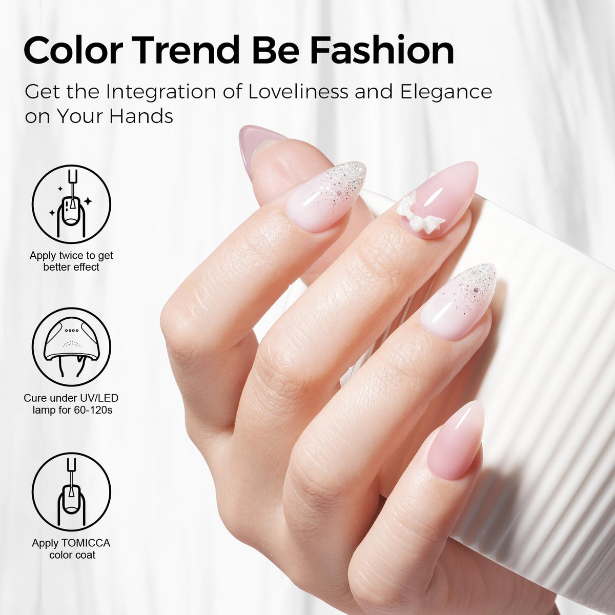 Application du vernis gel TOMICCA sur des ongles