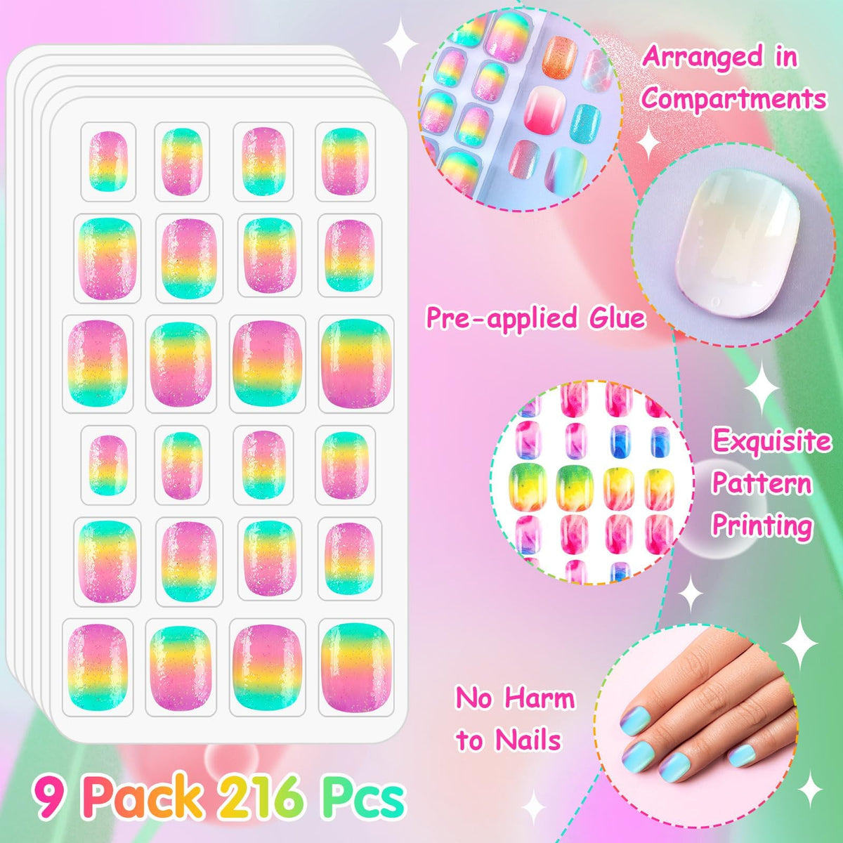 Application facile des press on nails enfants sur une table