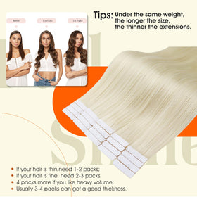 Applications variées avec les extensions capillaires à bande Blond Platine