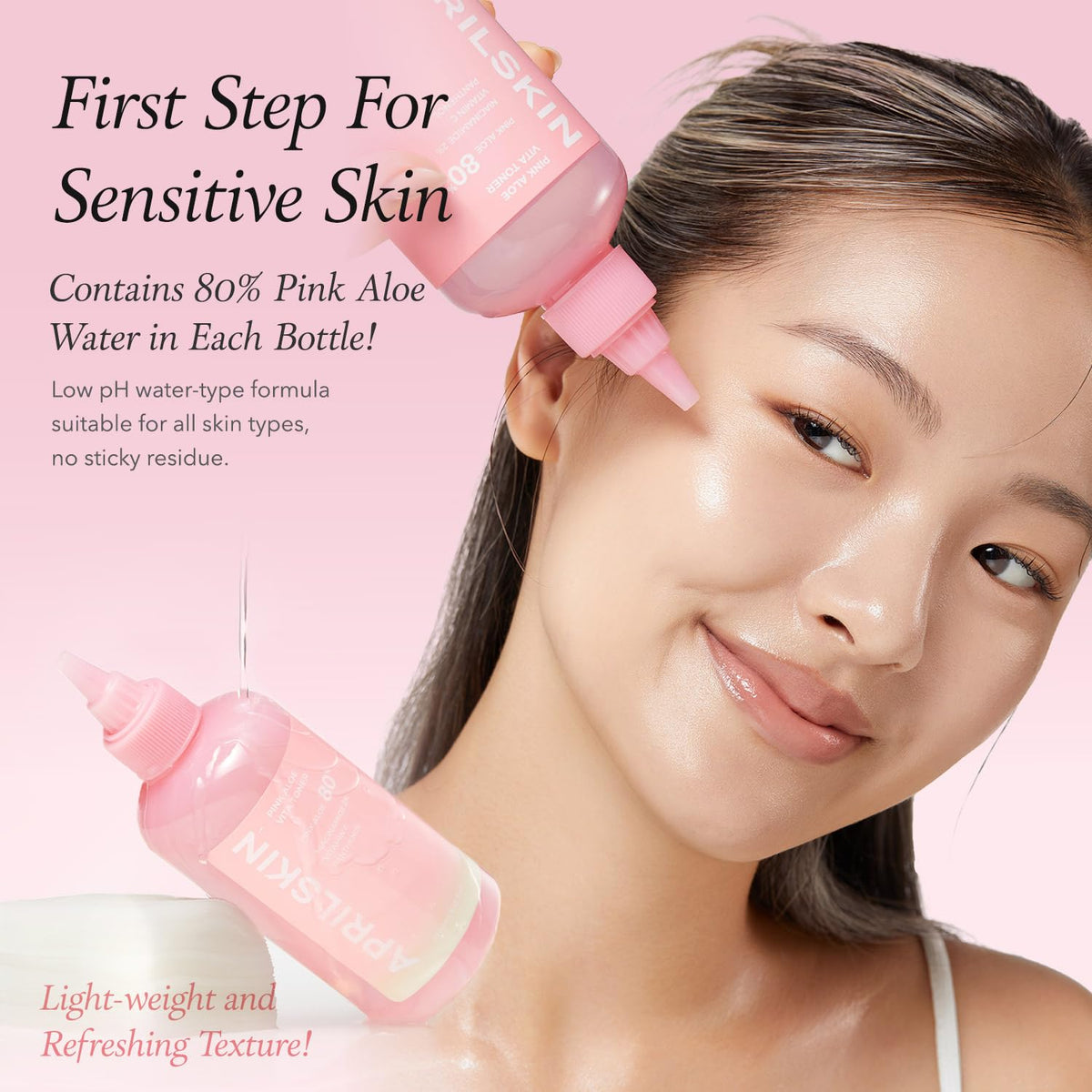APRILSKIN Tonique Pink Aloe Vita 310g en utilisation