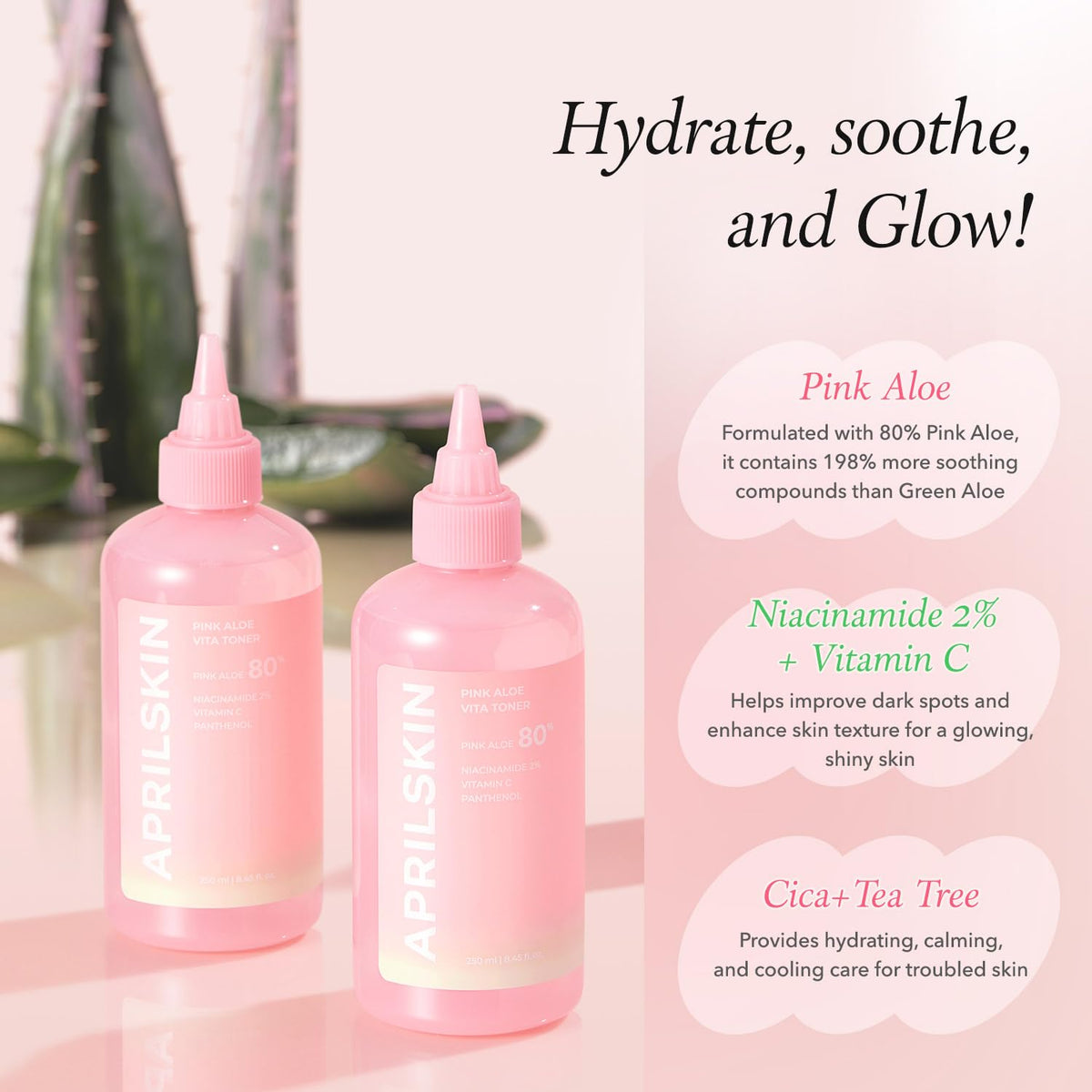 APRILSKIN Tonique Pink Aloe Vita 310g sur une serviette