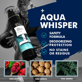AQUA BLANCE Spray Corporel pour Hommes, côté du flacon avec étiquette