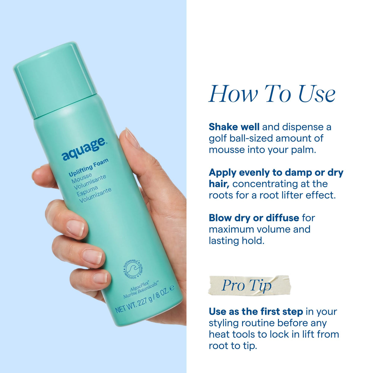 Aquage Mousse Coiffante Lissante 299g ingrédients marins
