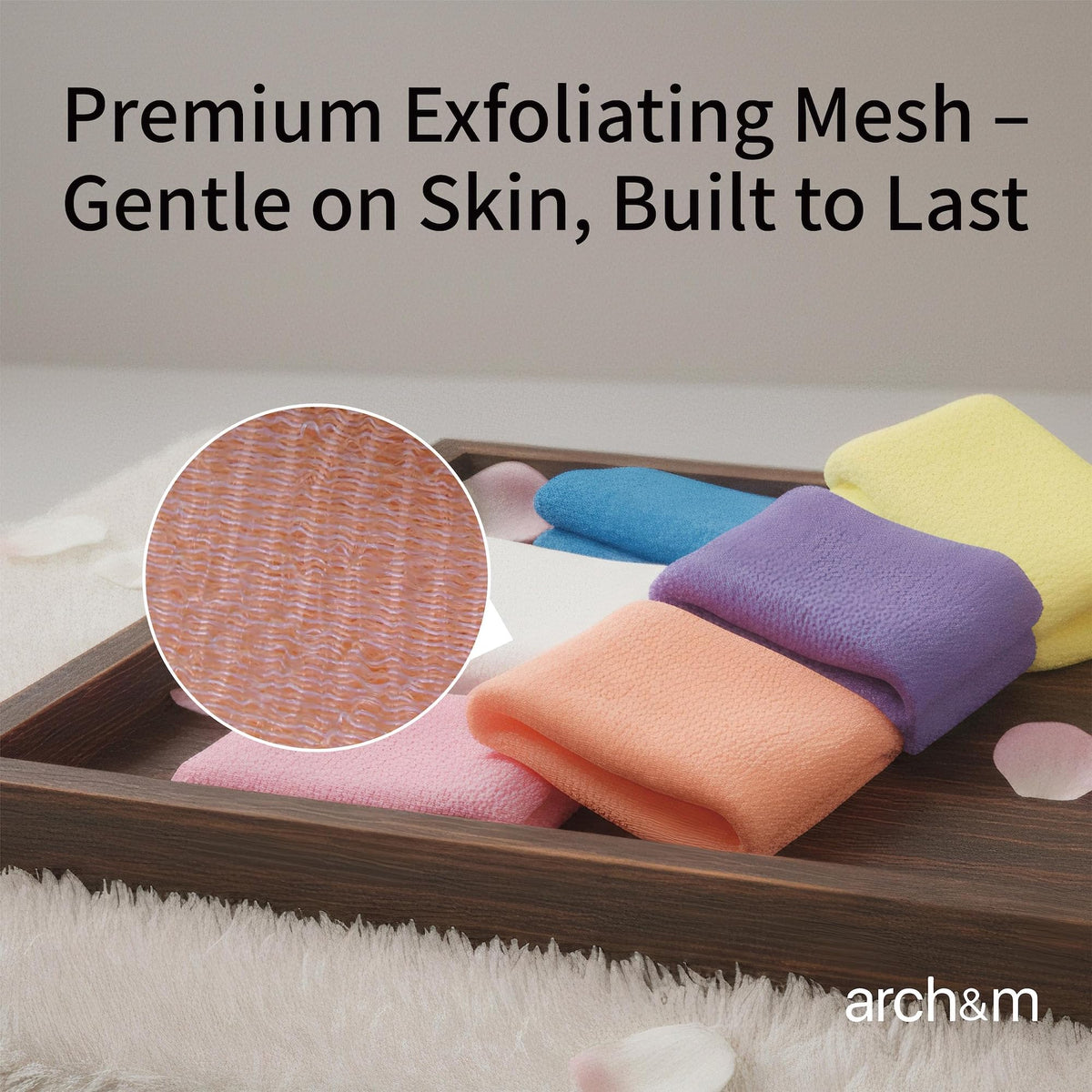 ARCH&M Serviette Exfoliante Violet en paquet