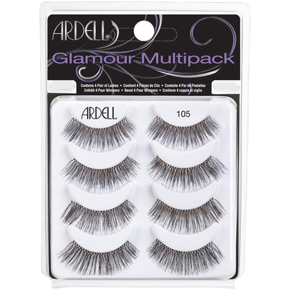 Ardell Faux Cils Glamour Multipack 105 vue avant avec quatre paires de cils