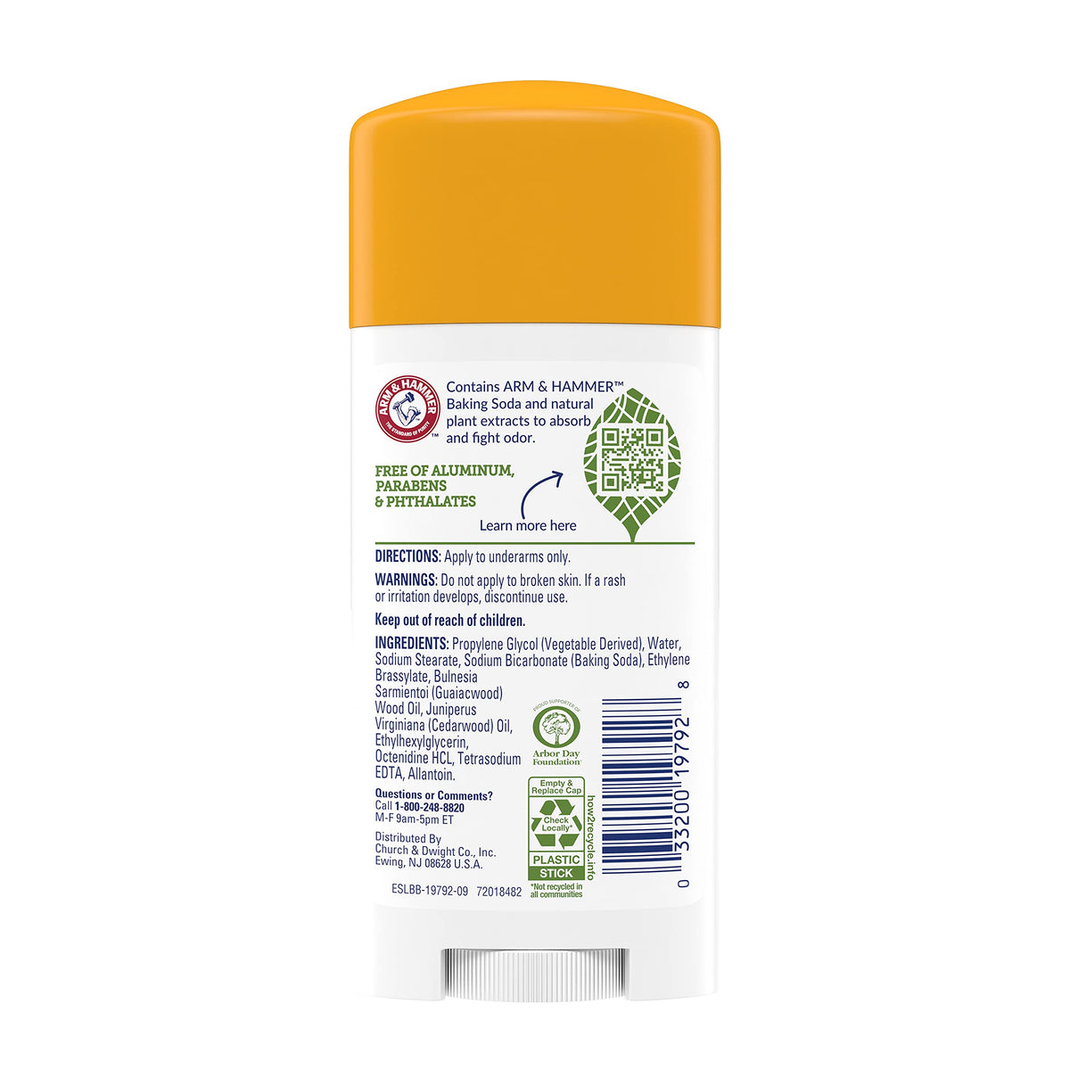Arm & Hammer Déodorant Solide Sans Parfum 2,5 oz côté