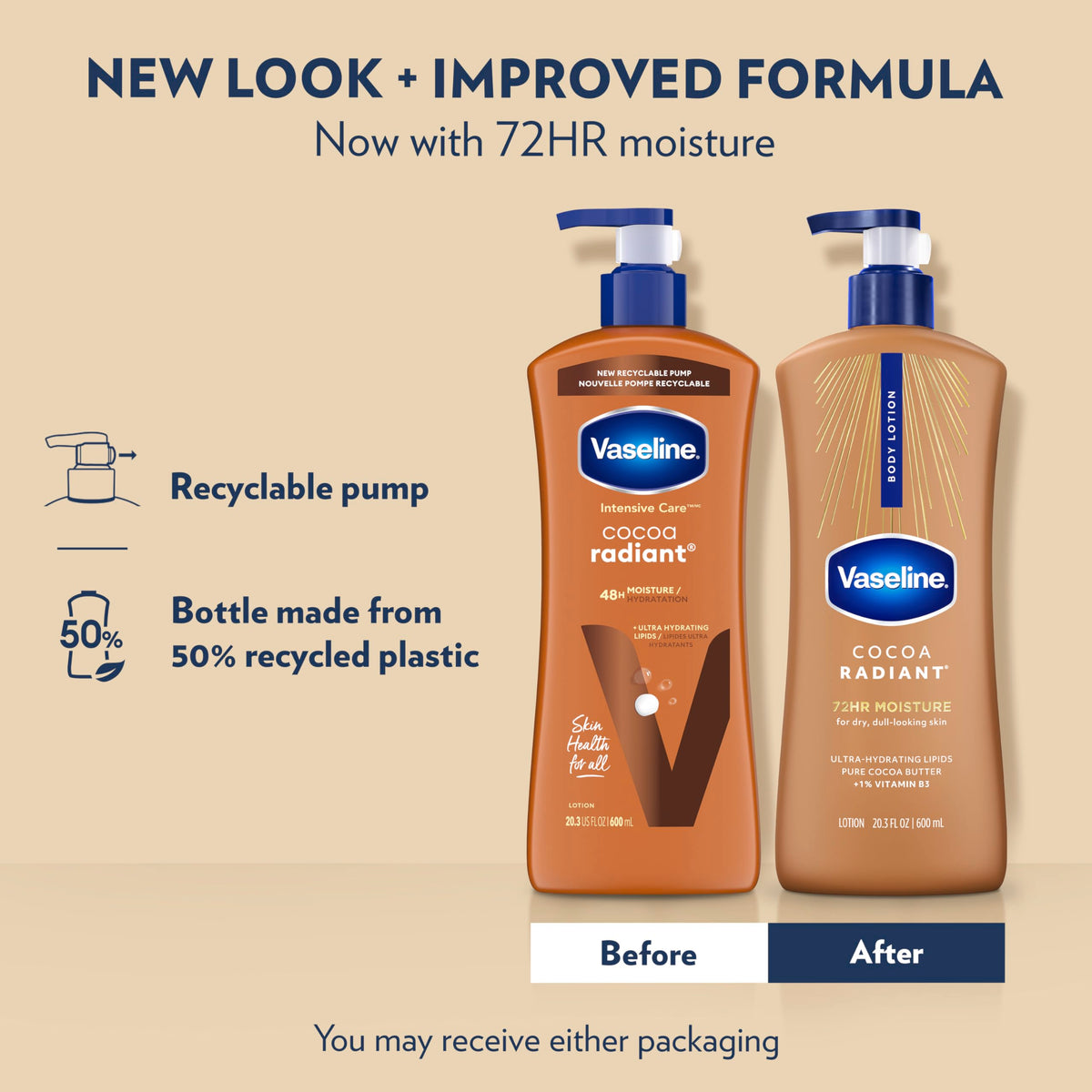 Arrière de la Lotion Corps Vaseline Cocoa Radiant