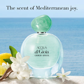 Arrière du flacon d'Eau de Parfum Acqua di Gioia d'Armani Beauty