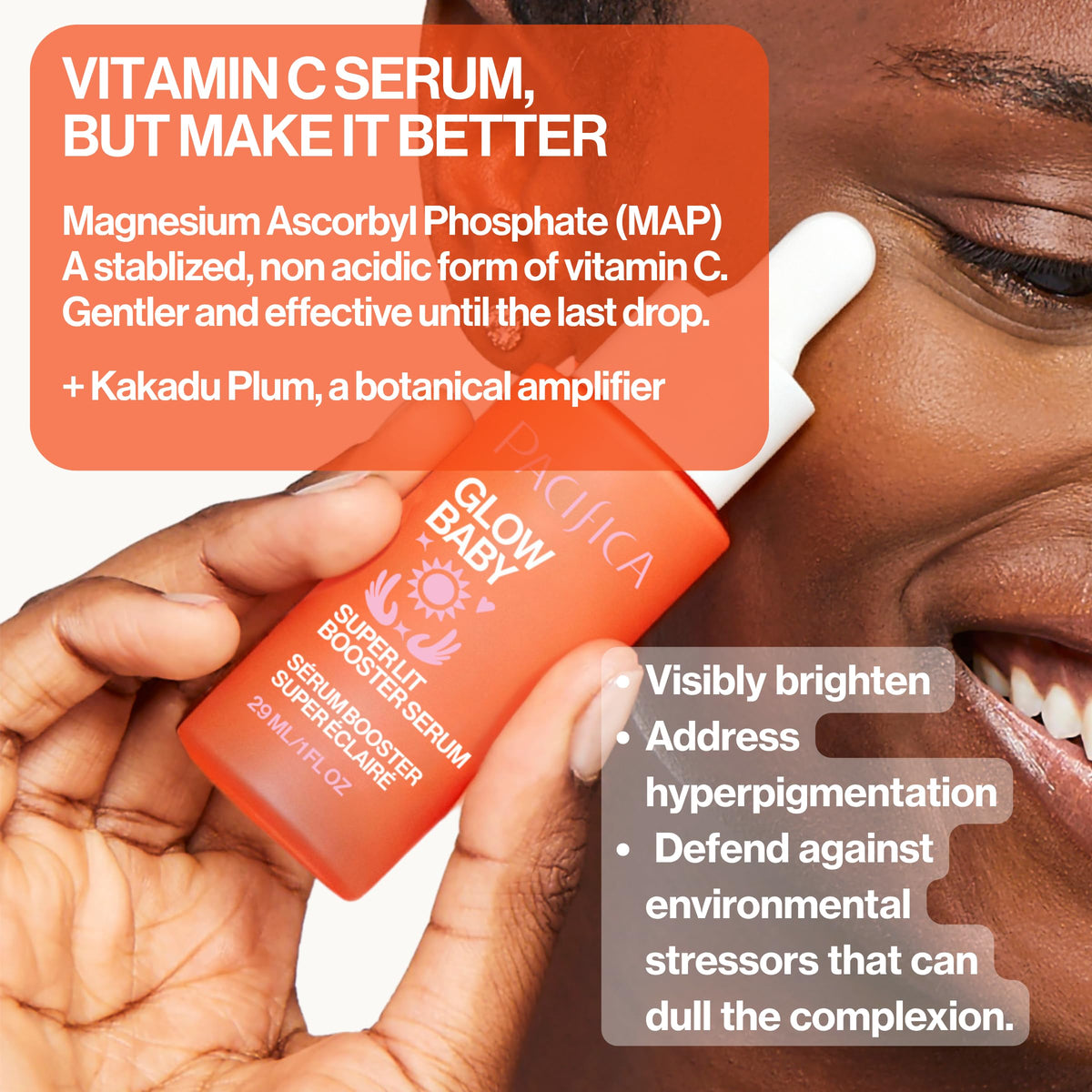 Arrière du sérum Pacifica Glow Baby montrant les ingrédients