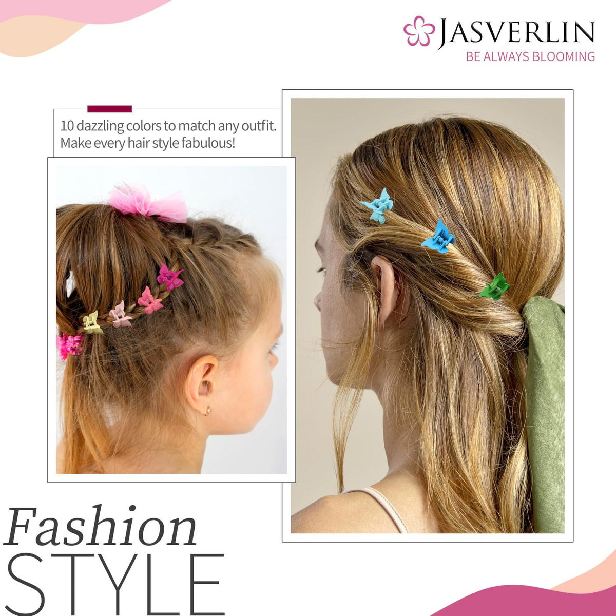 Assortiment de clips papillon JASVERLIN sur fond blanc
