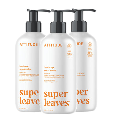 ATTITUDE savon liquide pour les mains 16 Fl Oz, parfum fleur d'oranger et eucalyptus