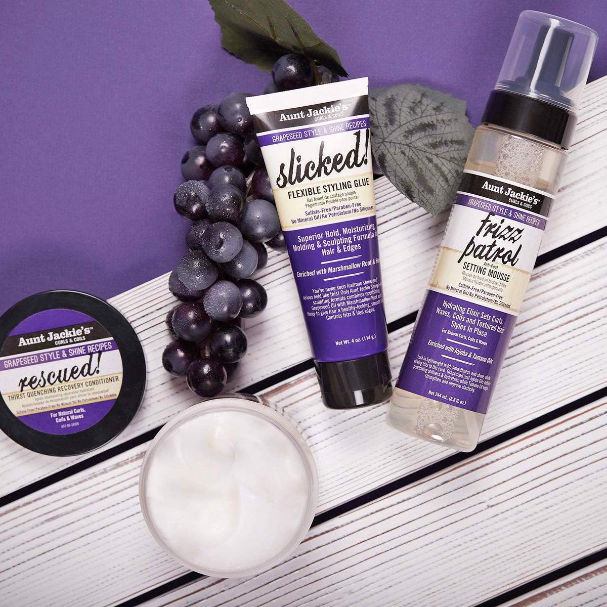 Aunt Jackie's Après-Shampoing Hydratant avec d'autres produits capillaires