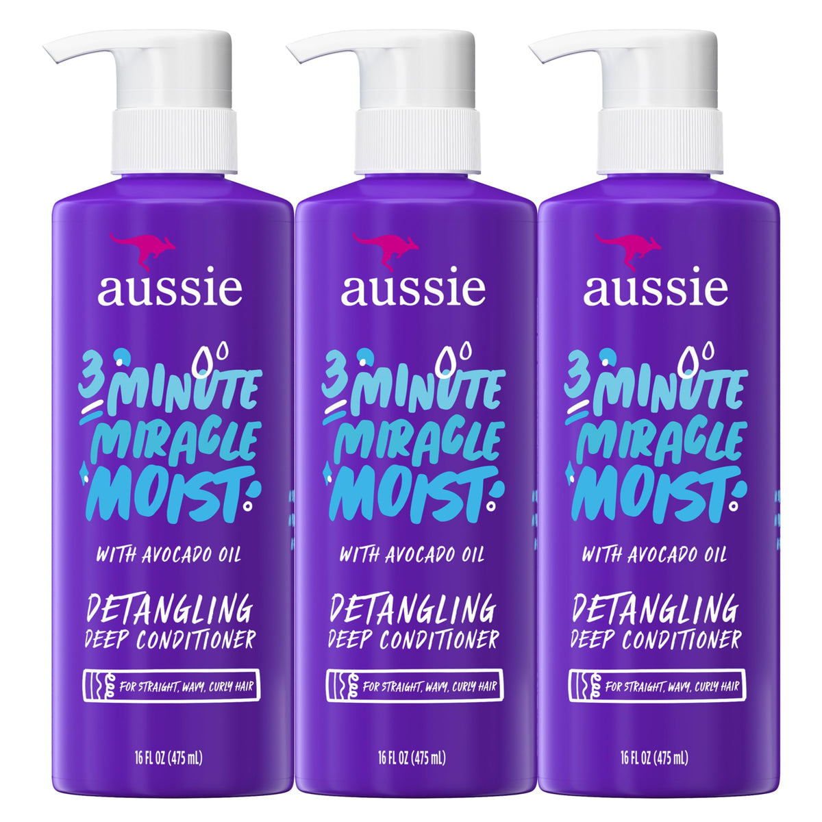 Aussie 3 Minute Miracle Moist après-shampooing pack de 3 bouteilles