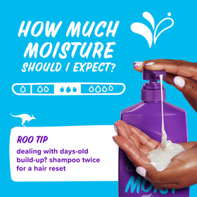 Aussie Shampoo Miracle Moist 789g montrant la texture du produit