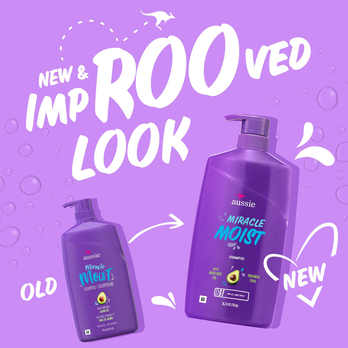 Aussie Shampoo Miracle Moist 789g vue arrière montrant les ingrédients